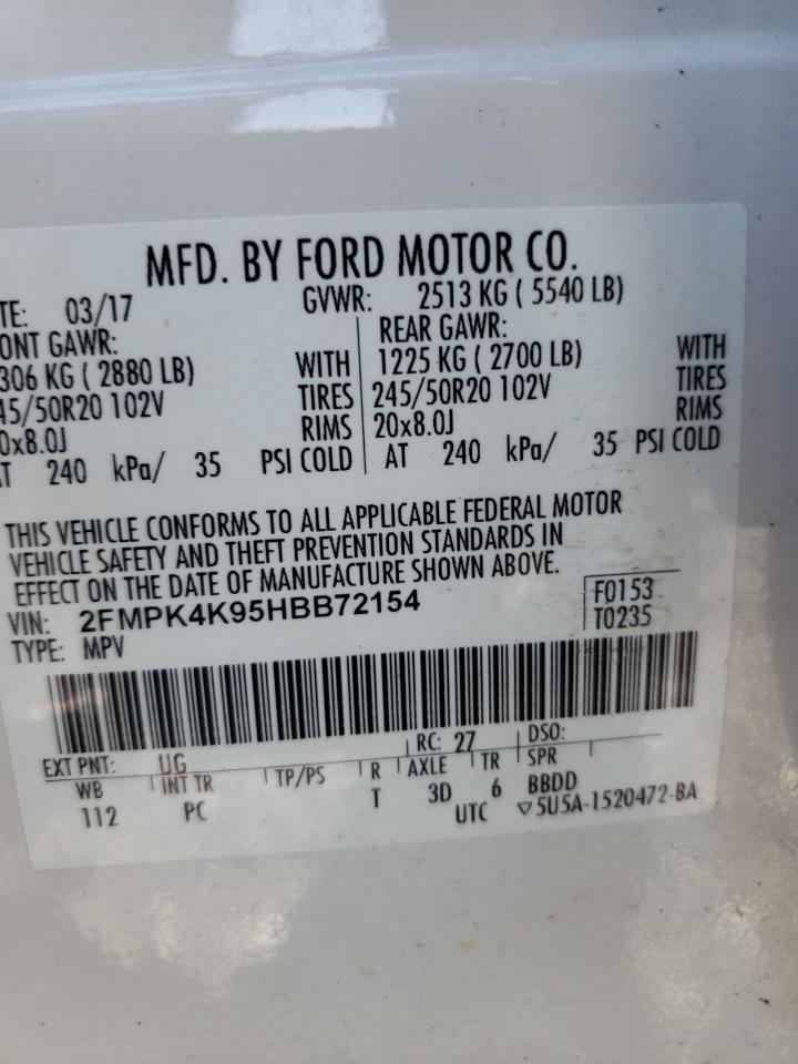 2017 Ford Edge Titanium VIN: 2FMPK4K95HBB72154 Lot: 66854924