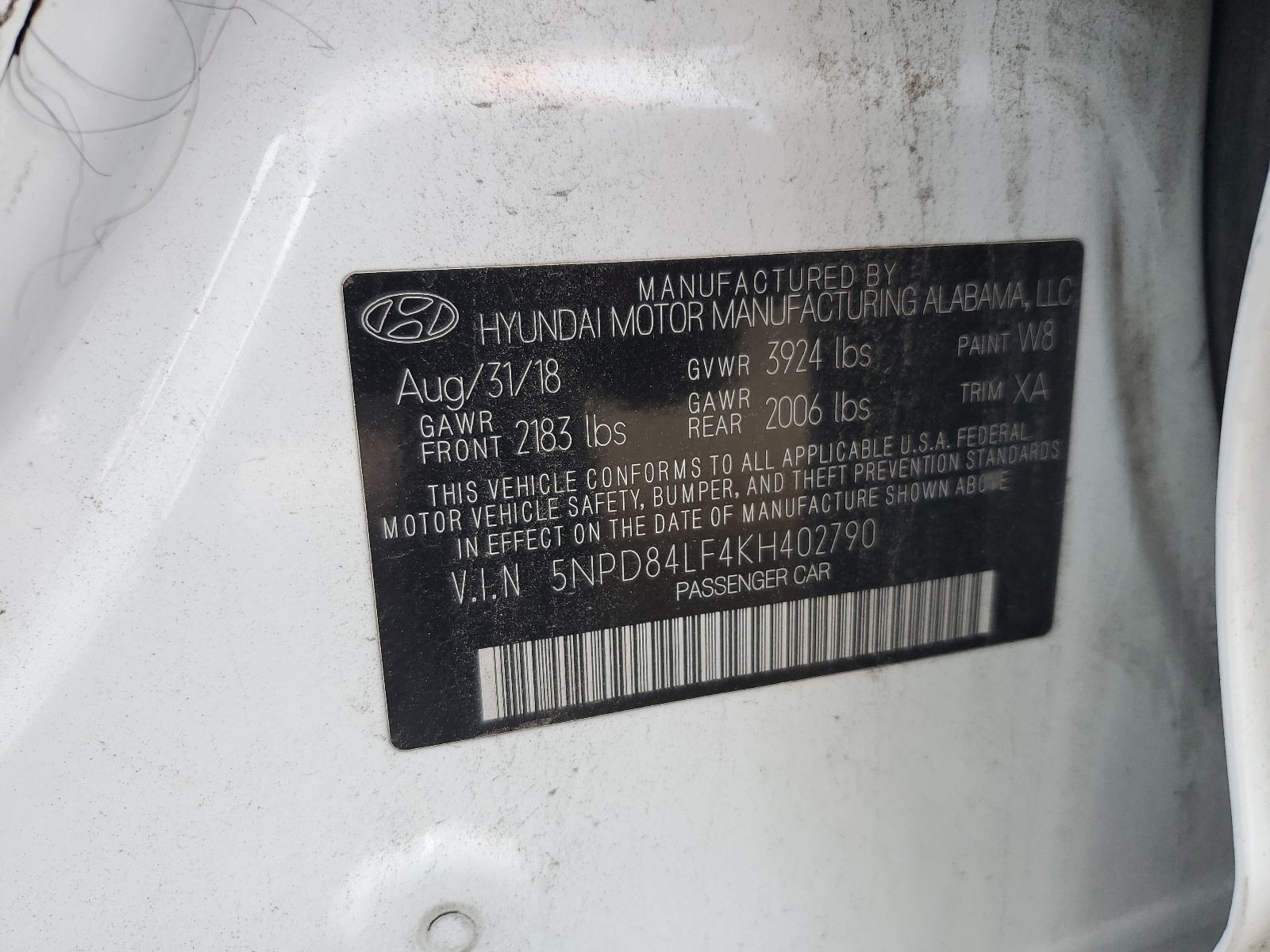 5NPD84LF4KH402790 2019 Hyundai Elantra Sel