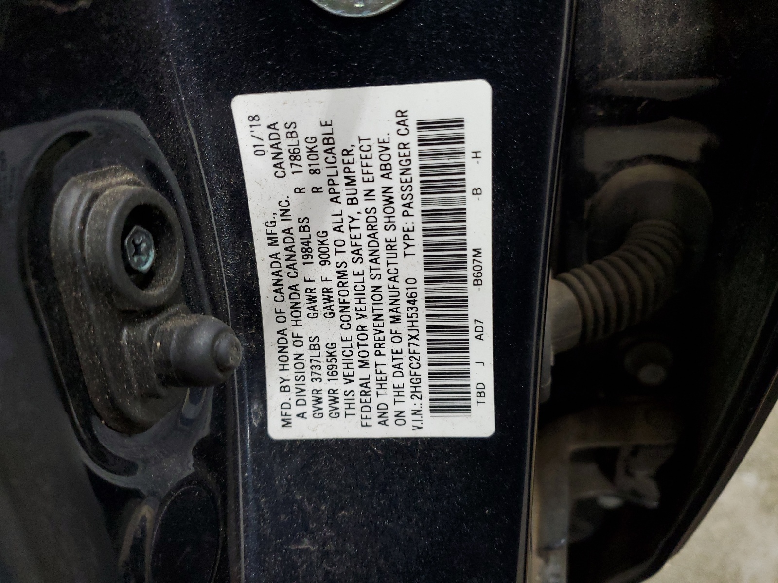 2HGFC2F7XJH534610 2018 Honda Civic Ex