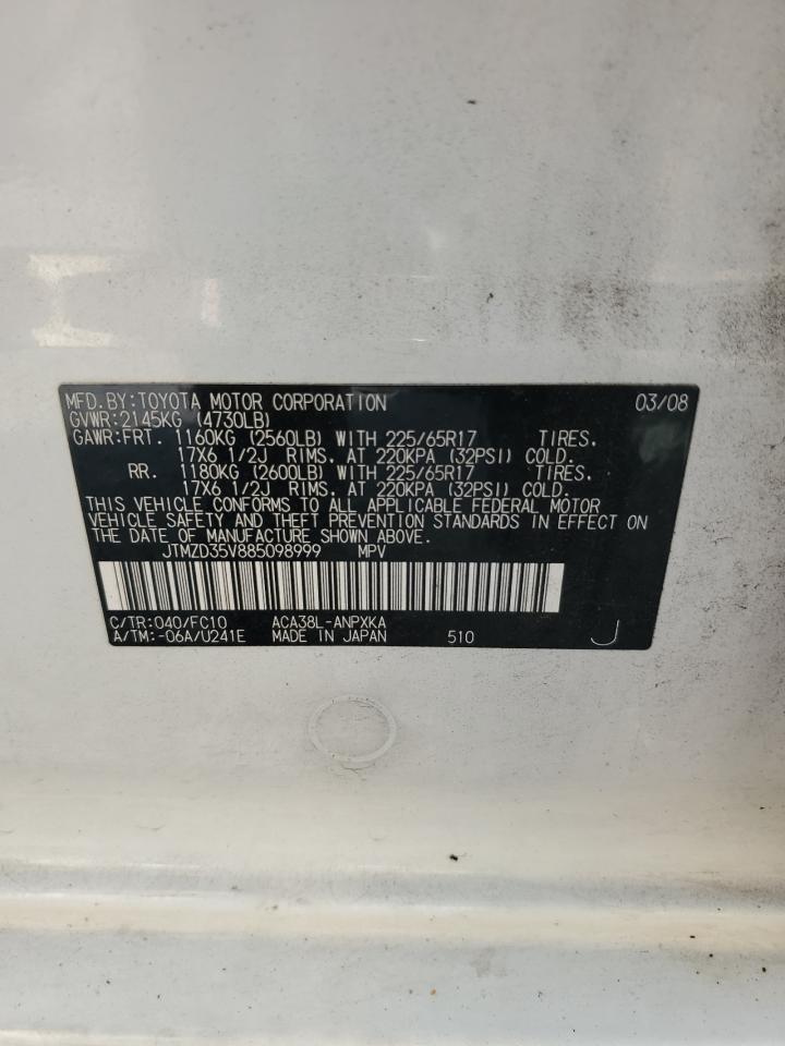 JTMZD35V885098999 2008 Toyota Rav4