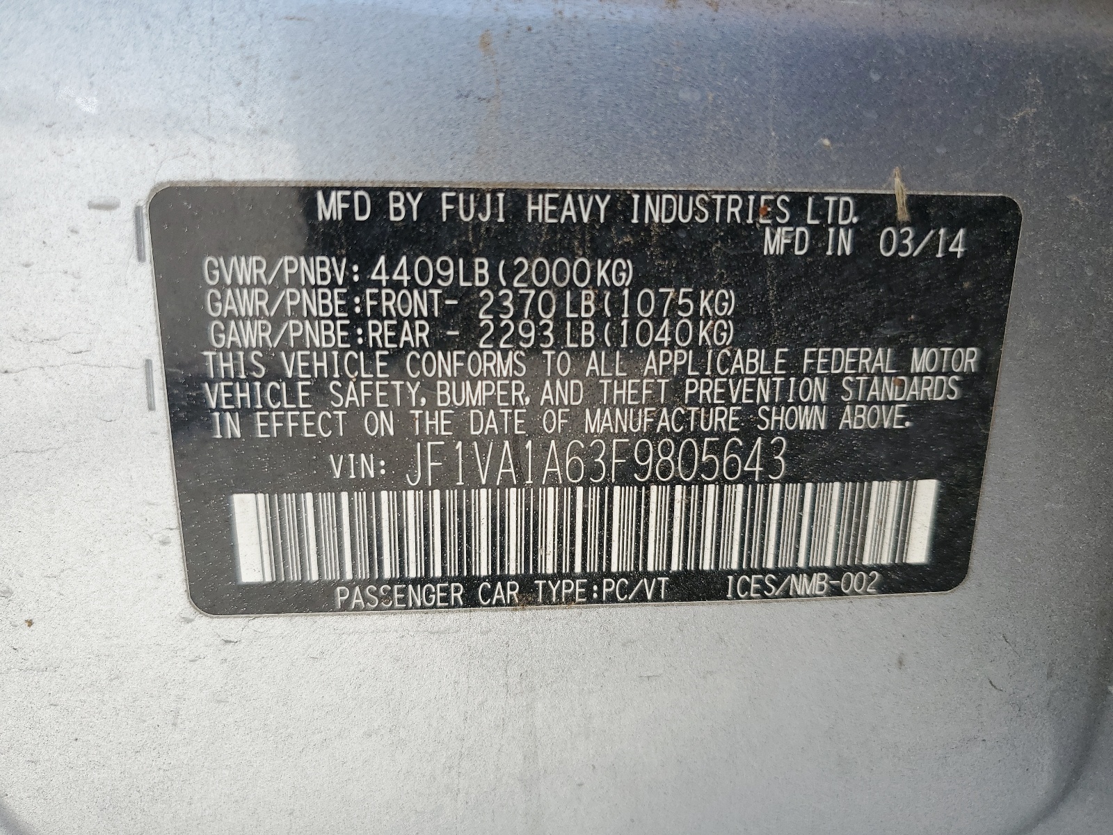 JF1VA1A63F9805643 2015 Subaru Wrx