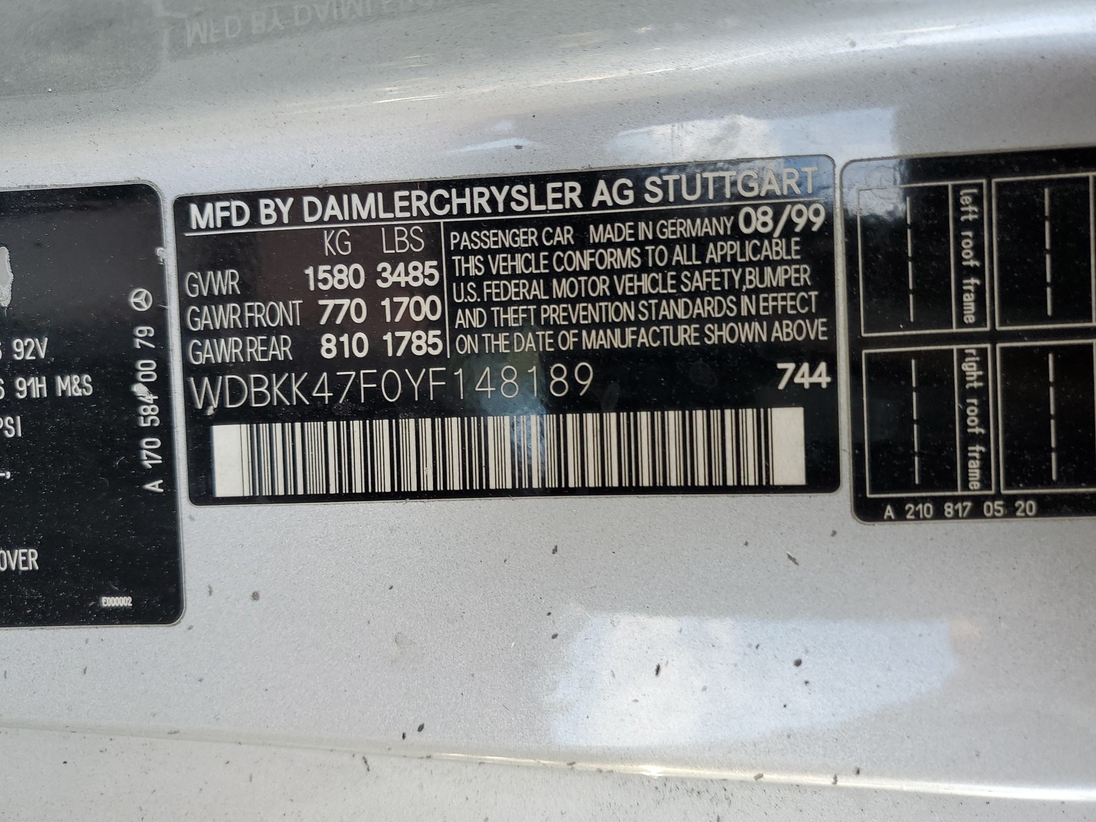 WDBKK47F0YF148189 2000 Mercedes-Benz Slk 230 Kompressor