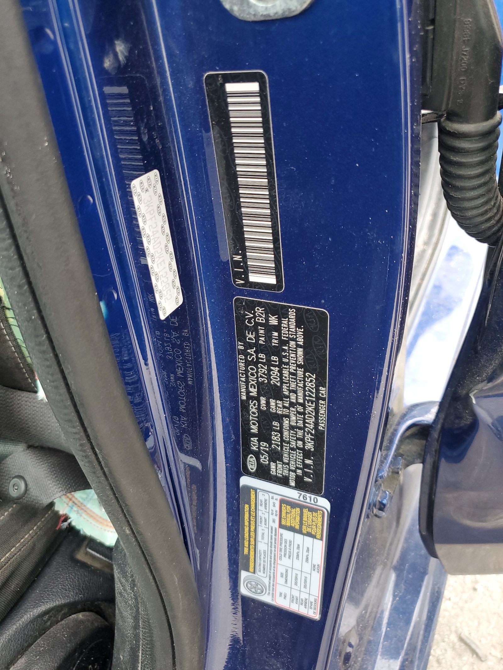 3KPF24AD2KE122852 2019 Kia Forte Fe