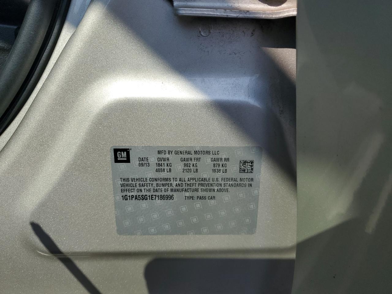 2014 Chevrolet Cruze Ls VIN: 1G1PA5SG1E7186996 Lot: 65860704