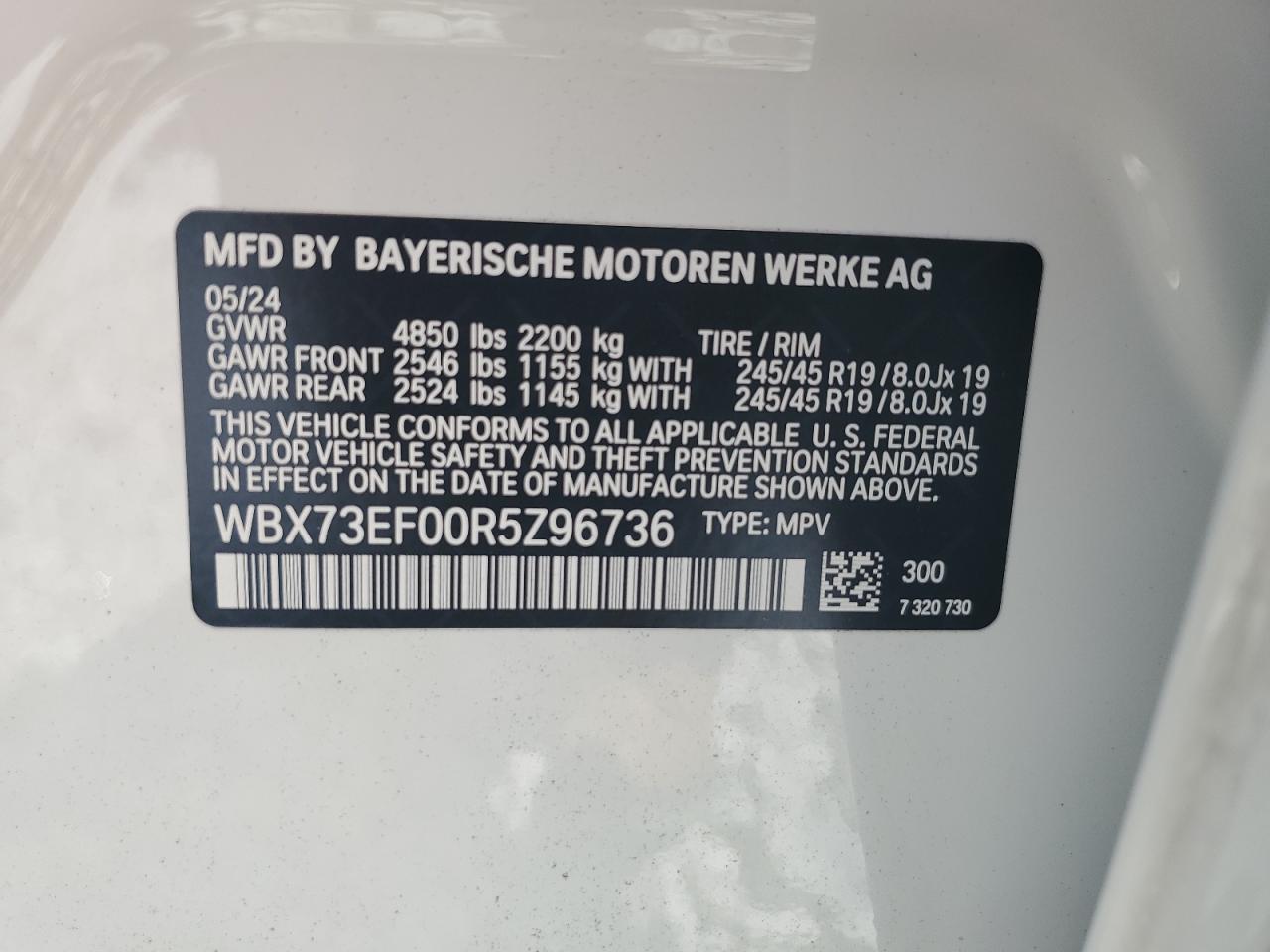 2024 BMW X1 xDrive28I VIN: WBX73EF00R5Z96736 Lot: 65488744