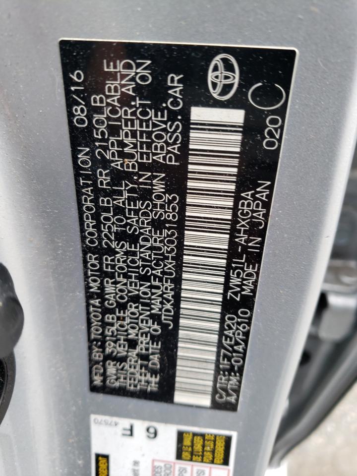 2017 Toyota Prius VIN: JTDKARFUXH3031853 Lot: 67108184