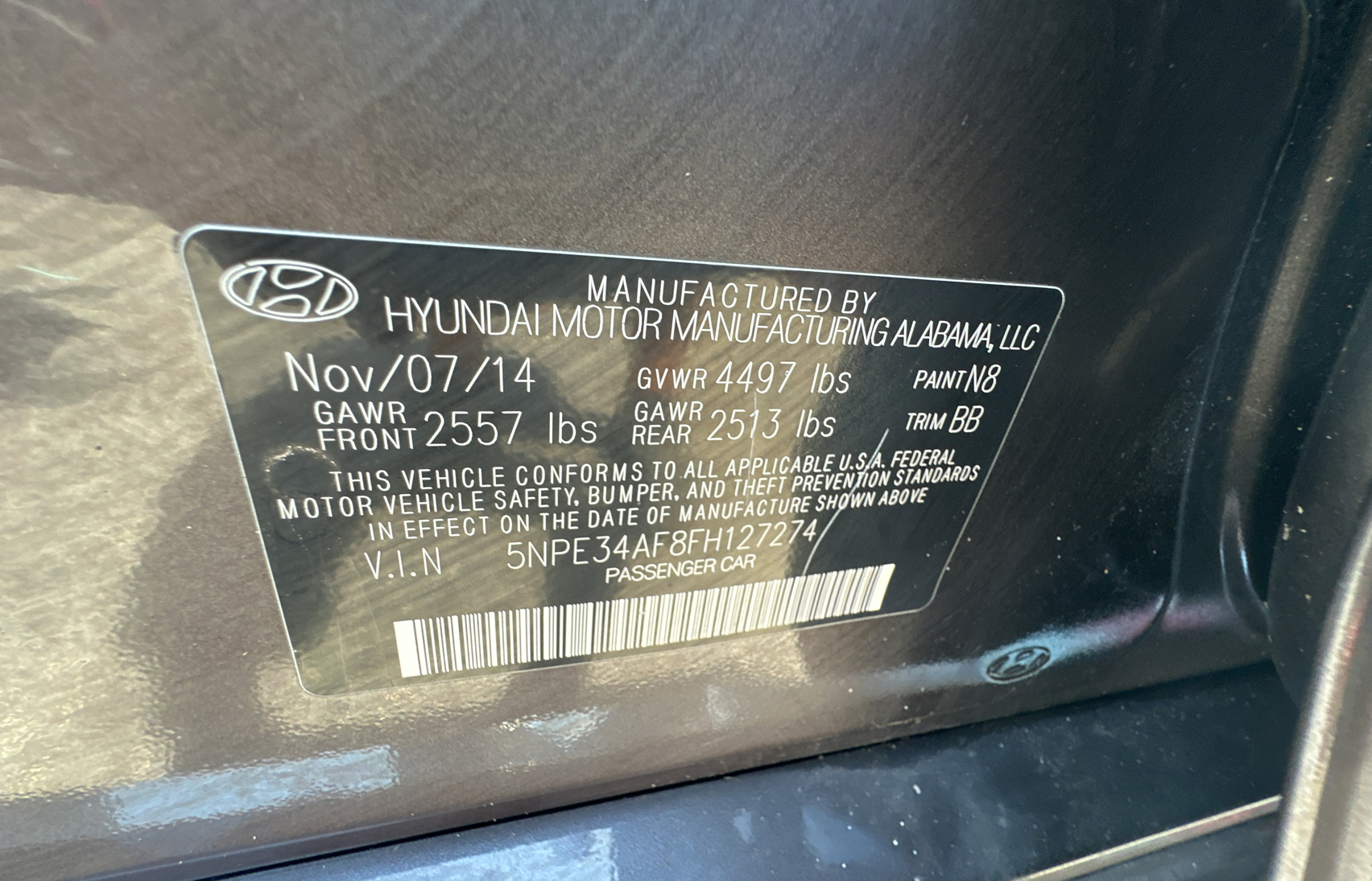 2015 Hyundai Sonata Sport vin: 5NPE34AF8FH127274