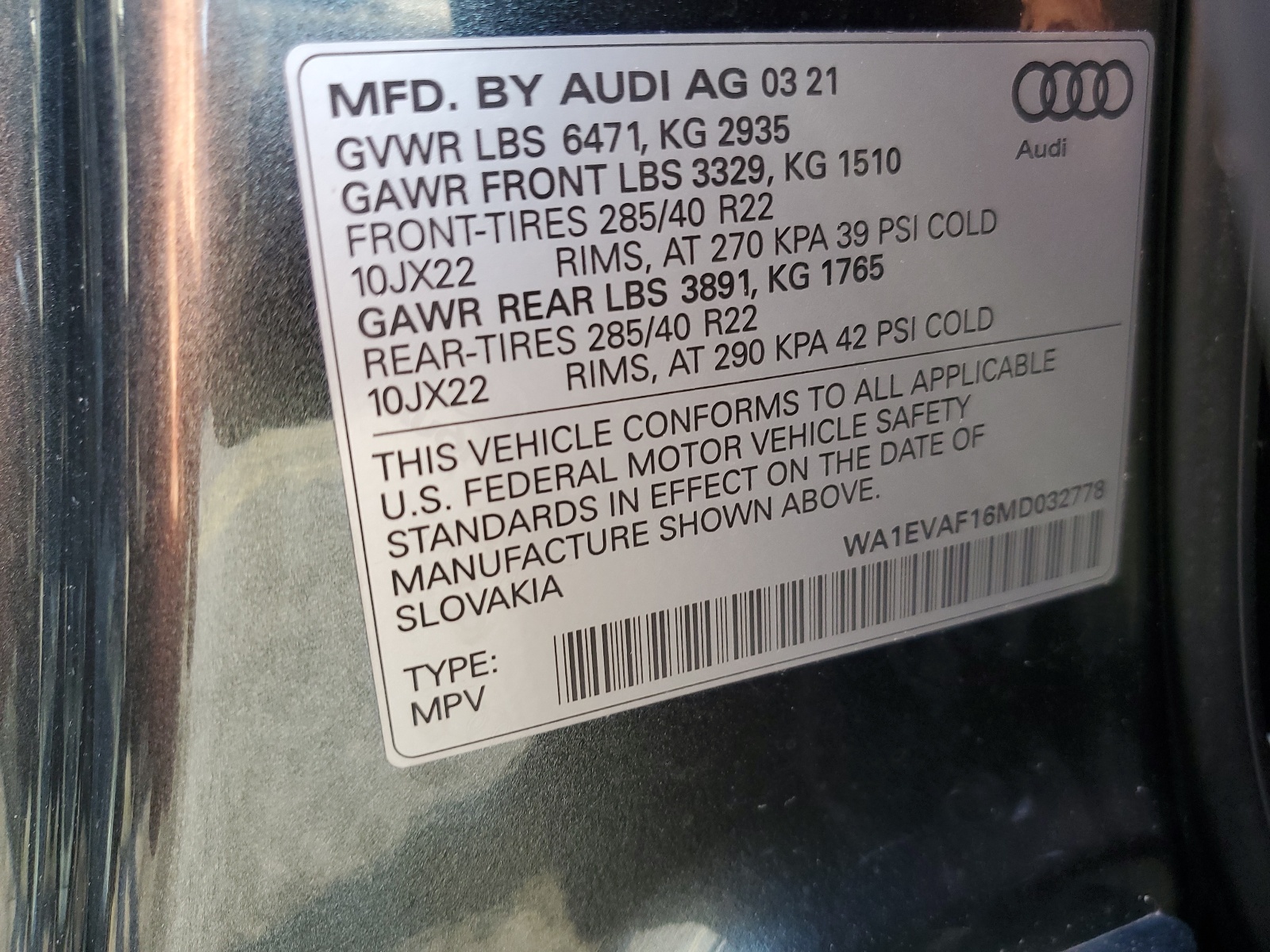 WA1EVAF16MD032778 2021 Audi Q8 Premium Plus S-Line