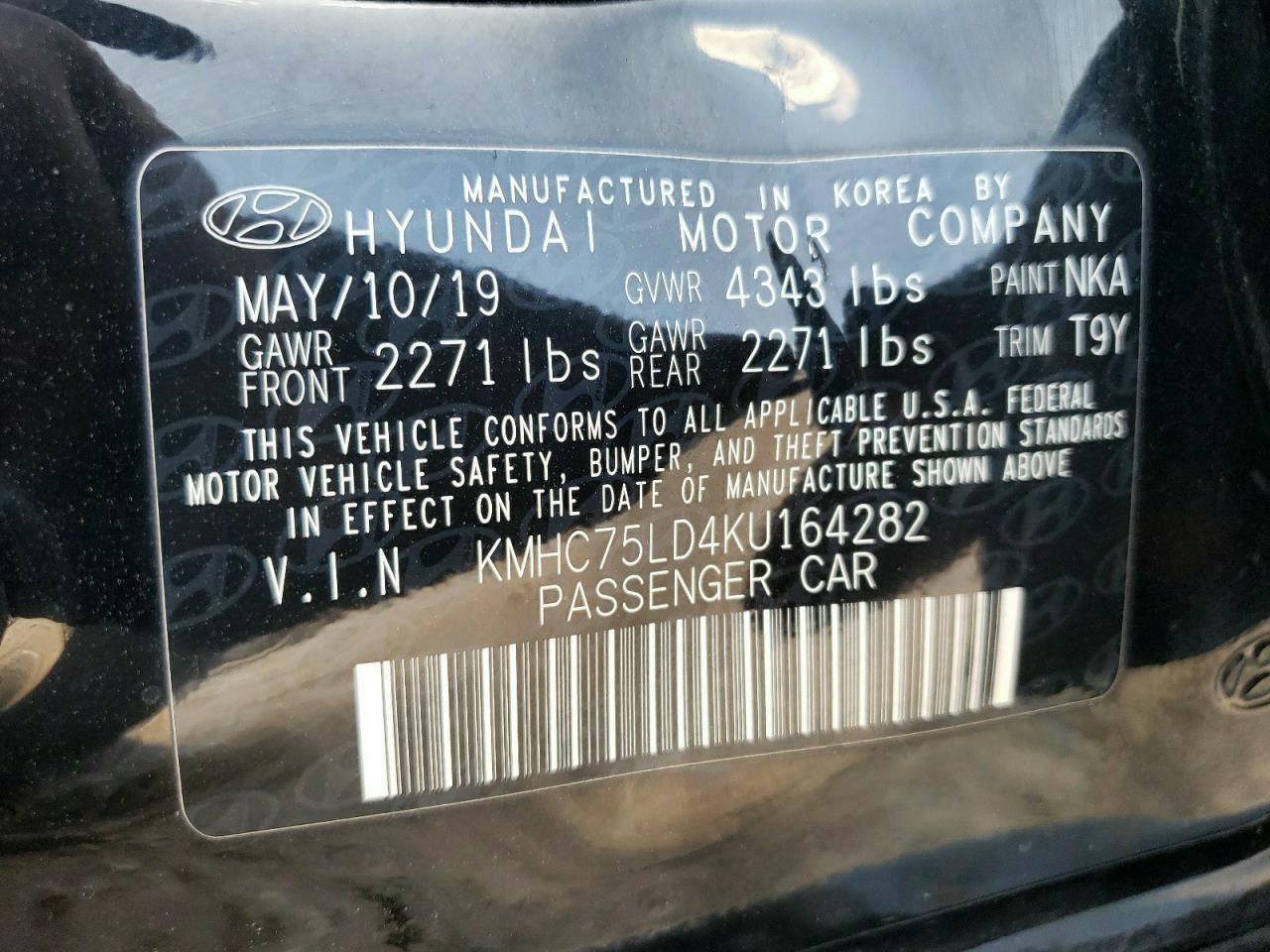 2019 Hyundai Ioniq Limited VIN: KMHC75LD4KU164282 Lot: 68129654