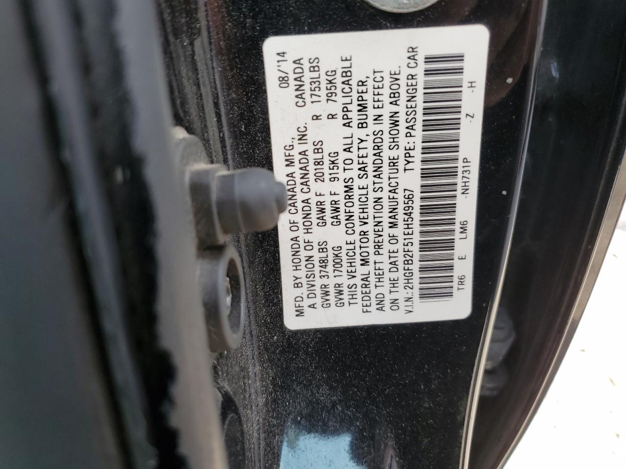 2HGFB2F51EH549567 2014 Honda Civic Lx