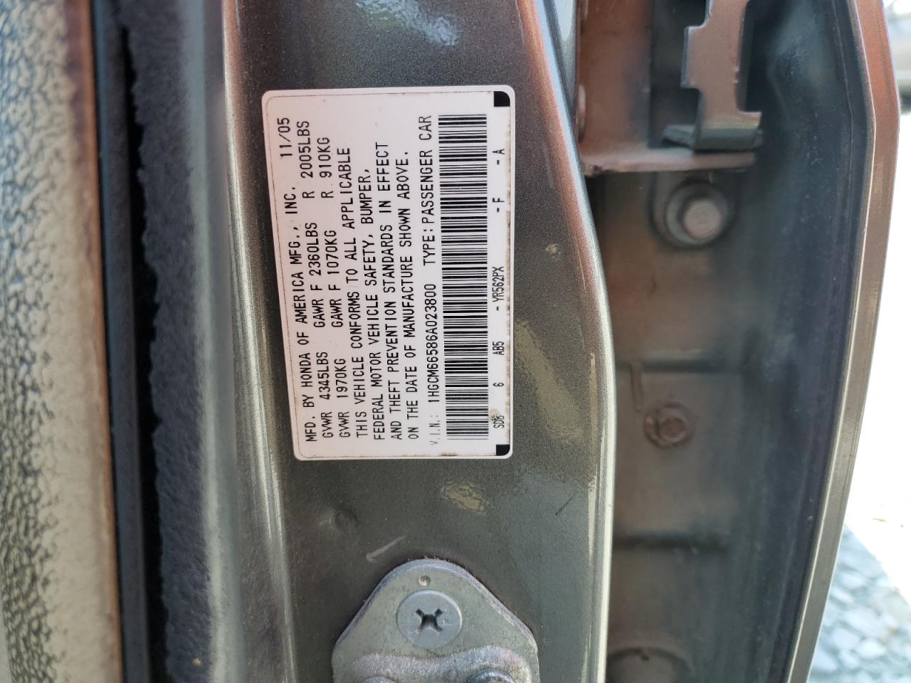 1HGCM66586A023800 2006 Honda Accord Ex