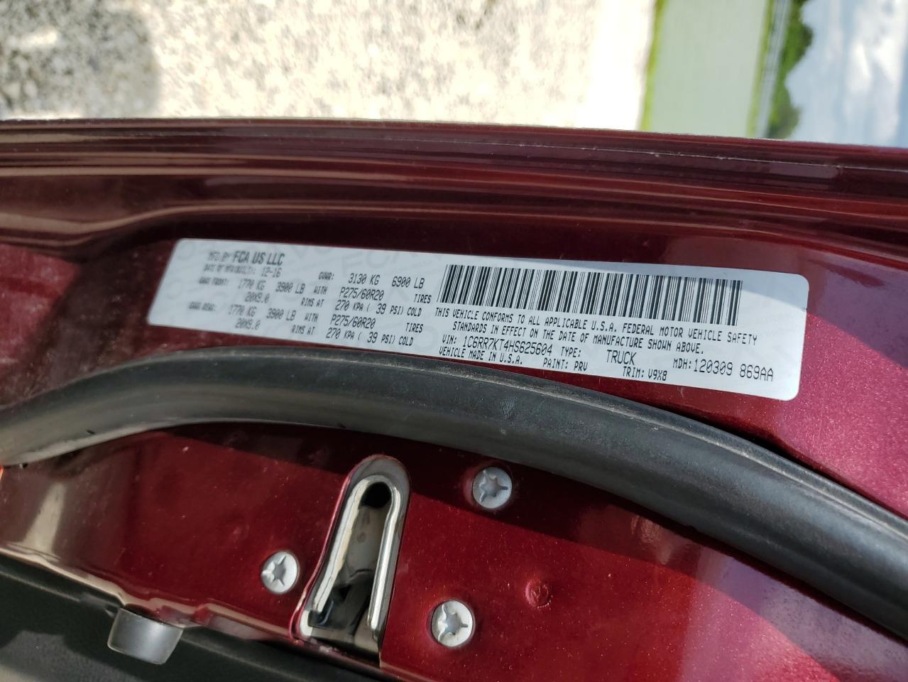 2017 Ram 1500 St VIN: 1C6RR7KT4HS625604 Lot: 67208664