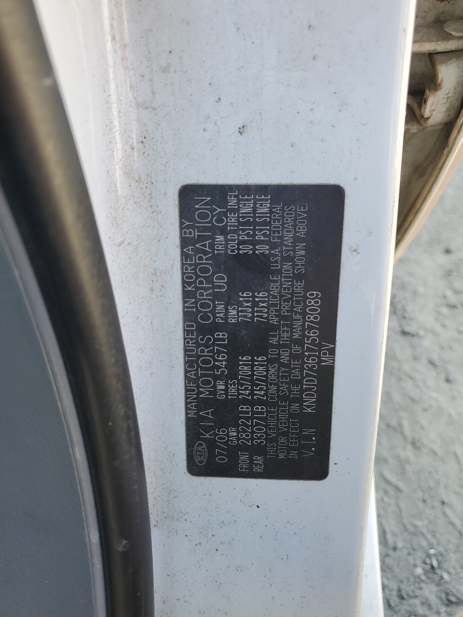 KNDJD736175678089 2007 Kia Sorento Ex