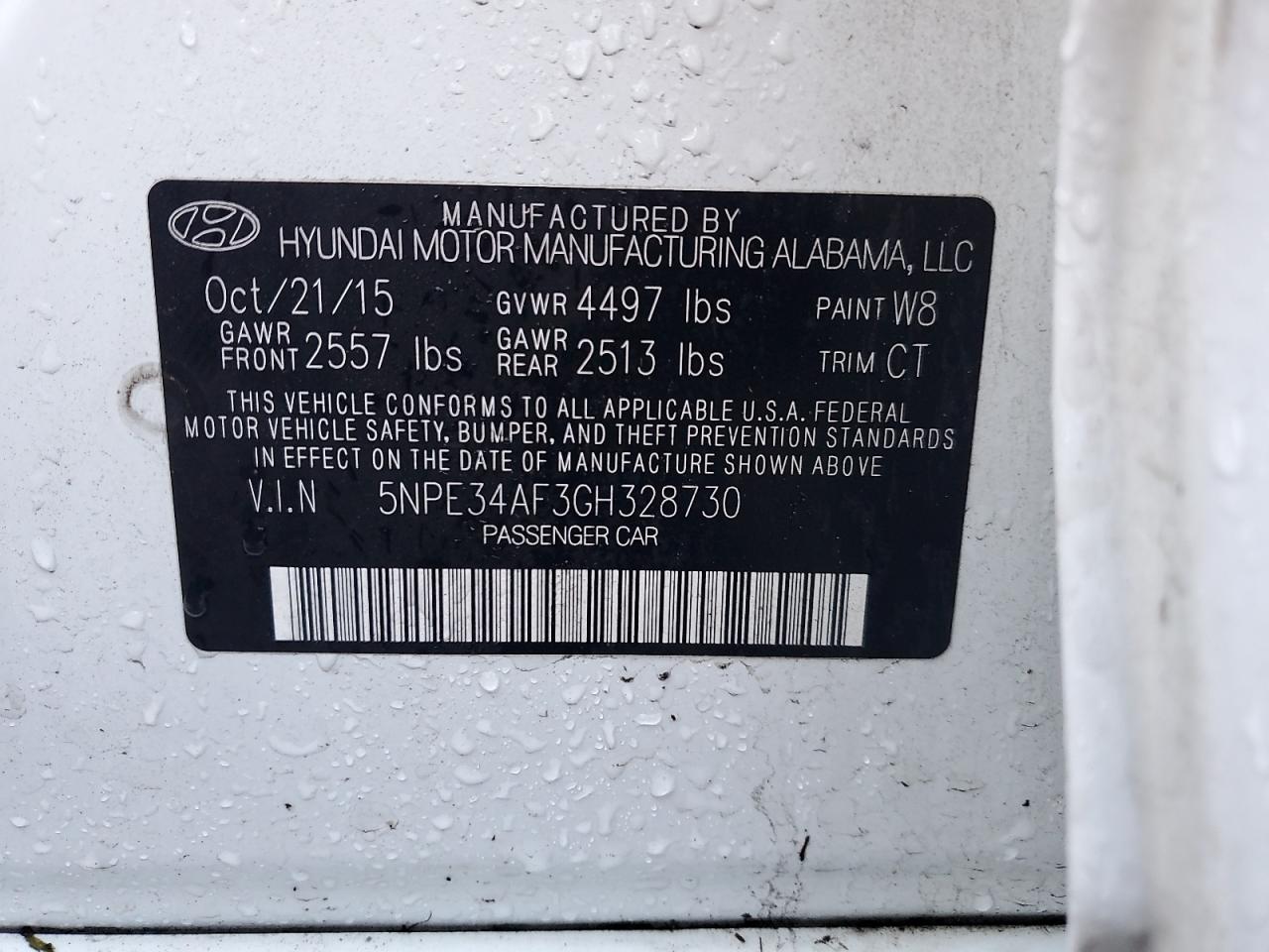 5NPE34AF3GH328730 2016 Hyundai Sonata Sport