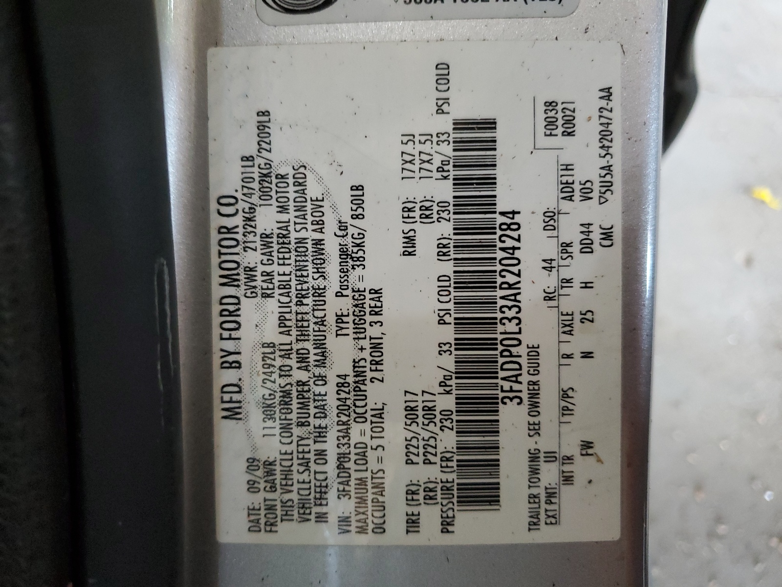 3FADP0L33AR204284 2010 Ford Fusion Hybrid