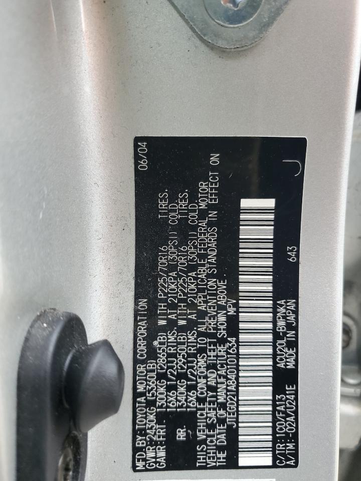 2004 Toyota Highlander VIN: JTEGD21A840101634 Lot: 67755174