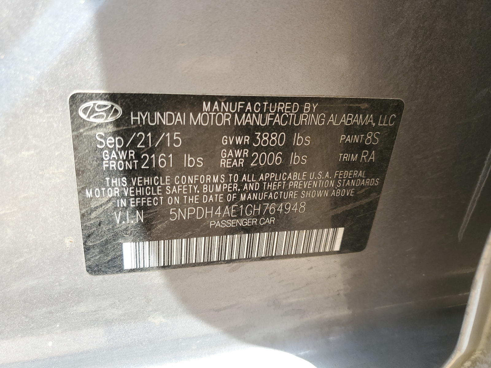 5NPDH4AE1GH764948 2016 Hyundai Elantra Se