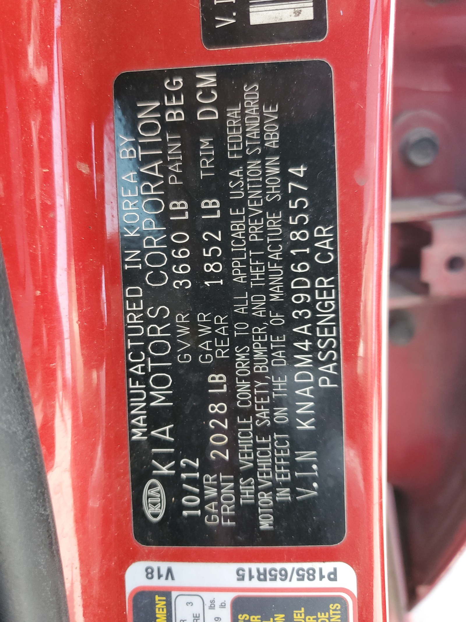 KNADM4A39D6185574 2013 Kia Rio Lx