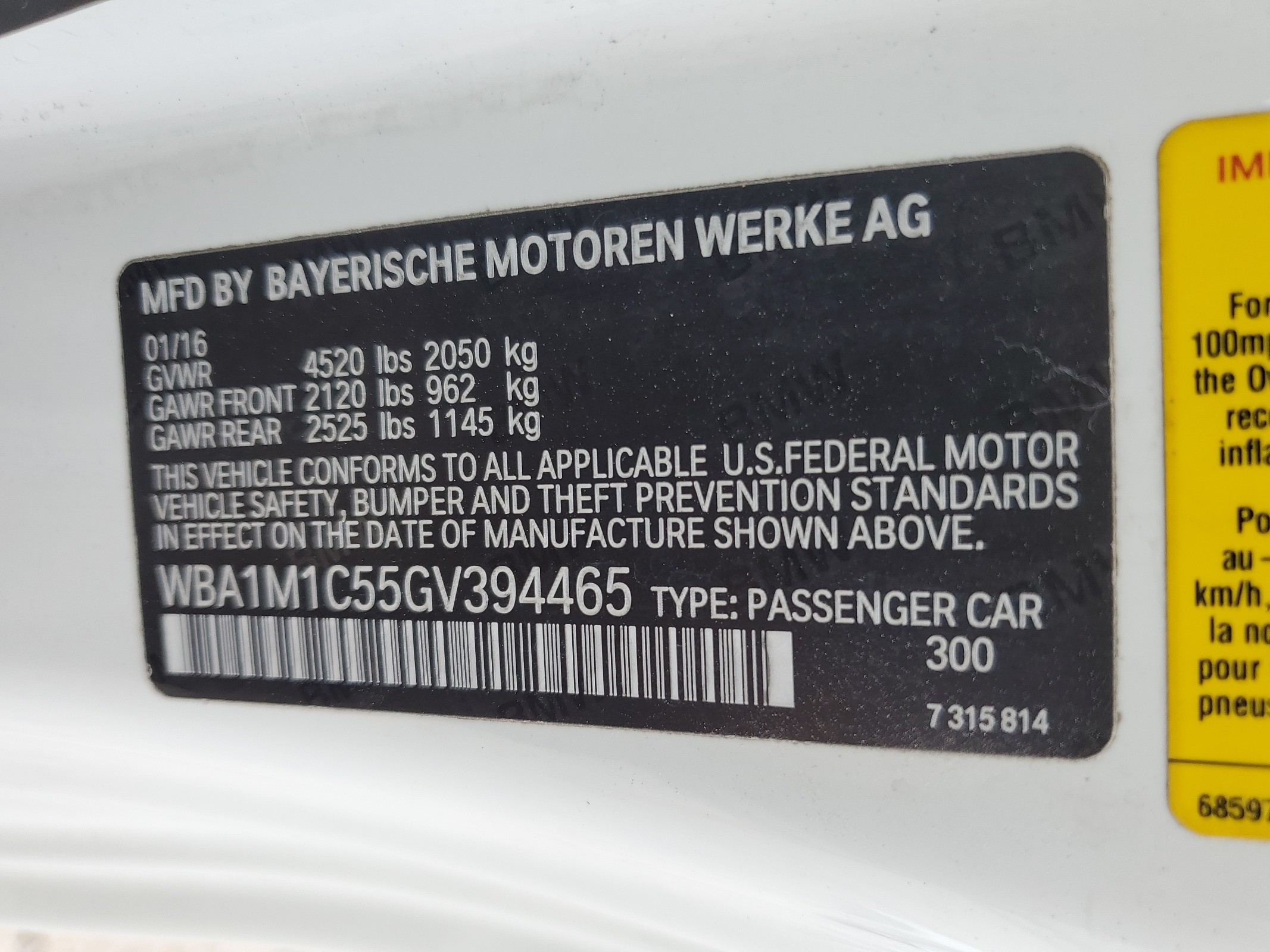 WBA1M1C55GV394465 2016 BMW M235I