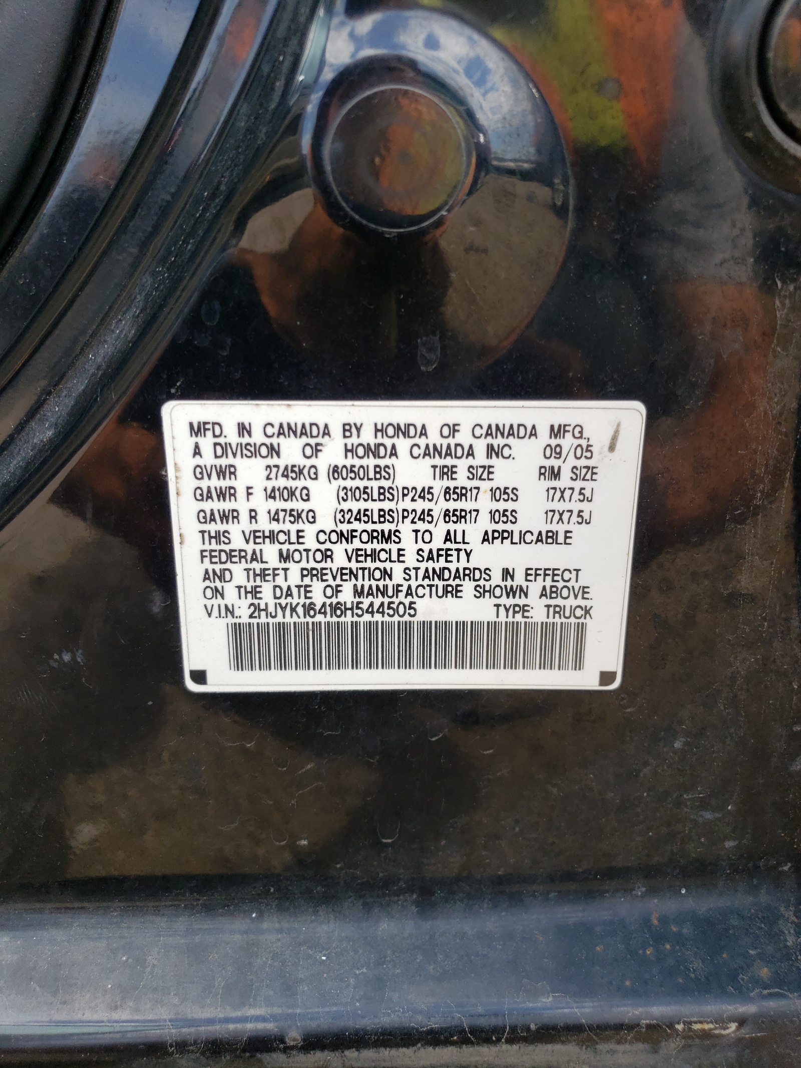 2HJYK16416H544505 2006 Honda Ridgeline Rts