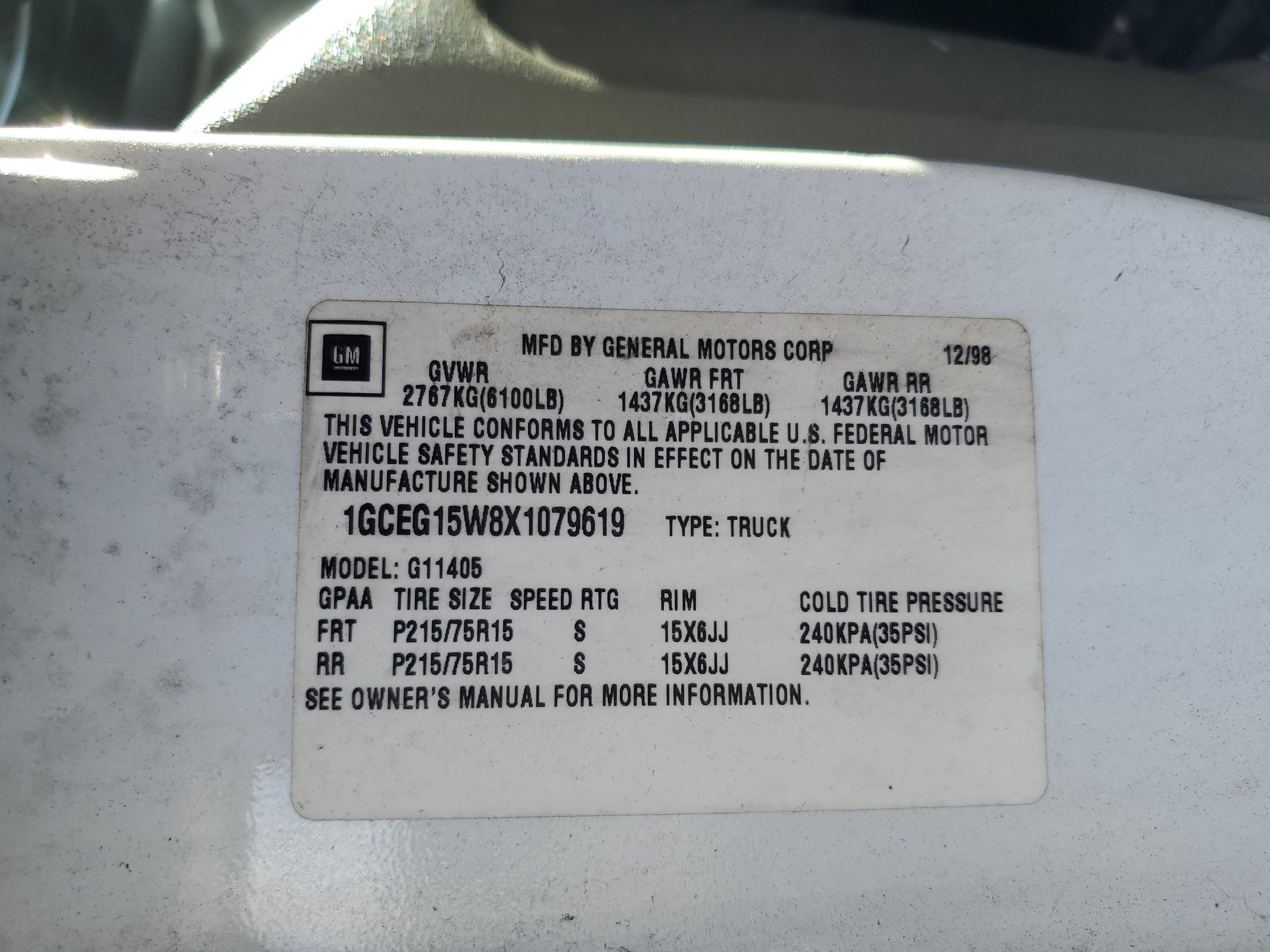 1GCEG15W8X1079619 1999 Chevrolet Express G1500