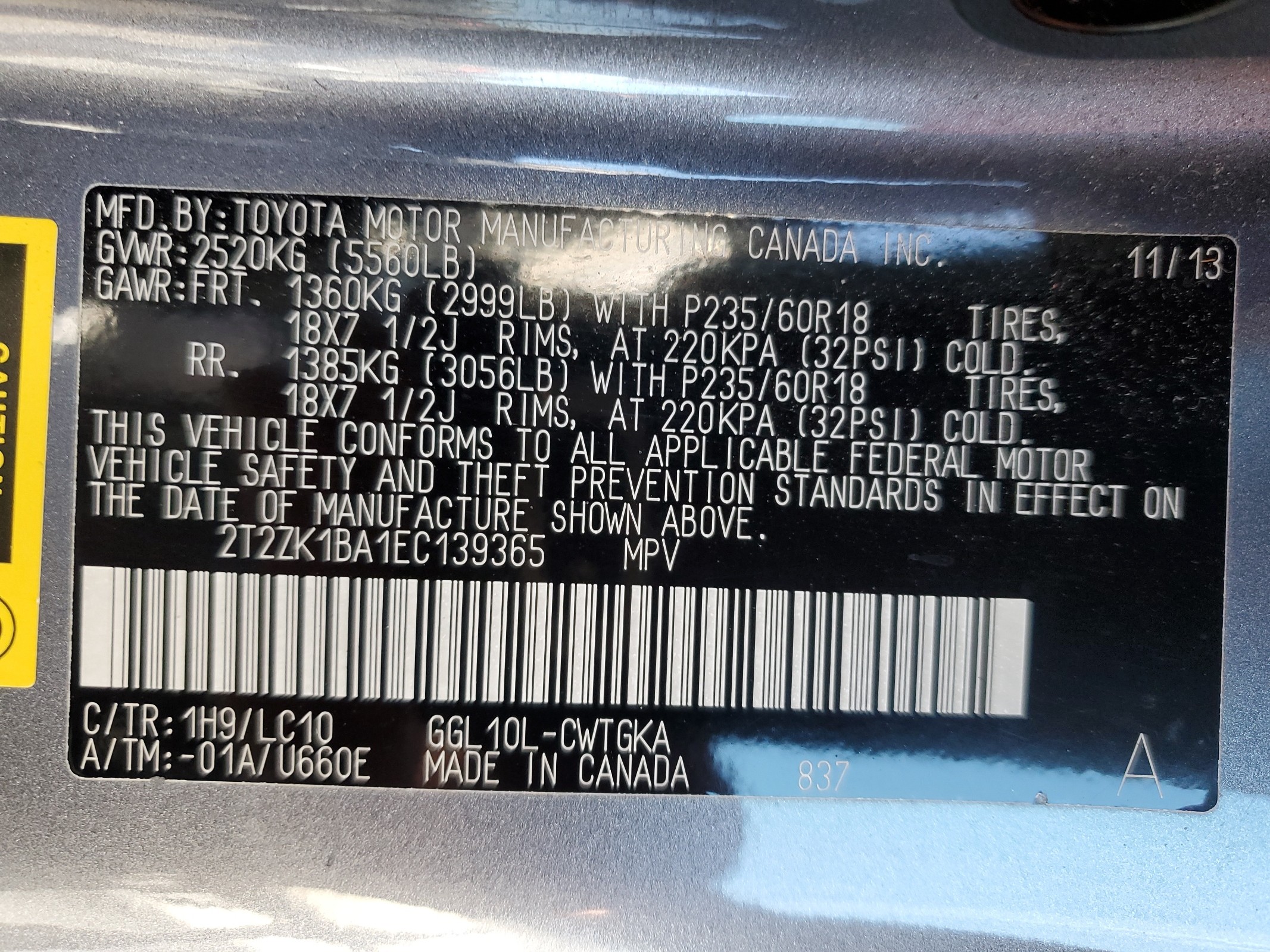 2T2ZK1BA1EC139365 2014 Lexus Rx 350