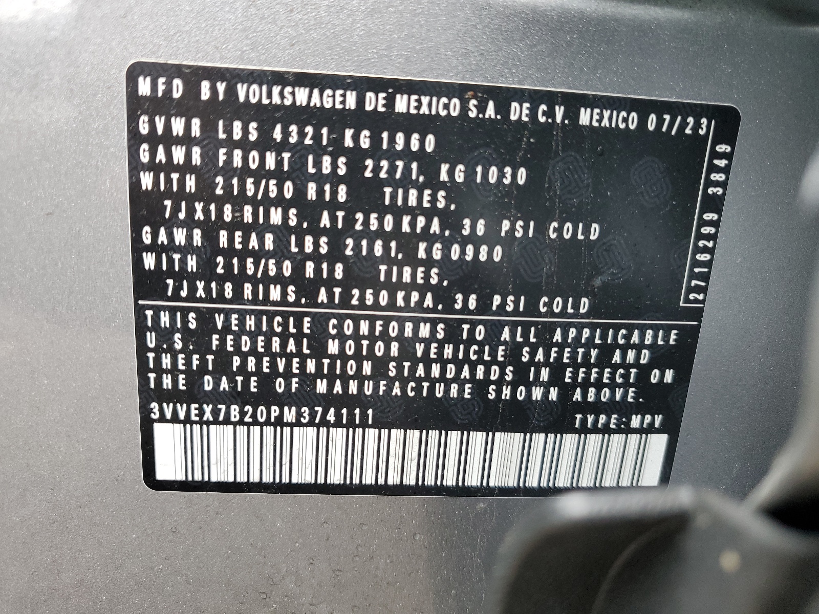 2023 Volkswagen Taos Se vin: 3VVEX7B20PM374111