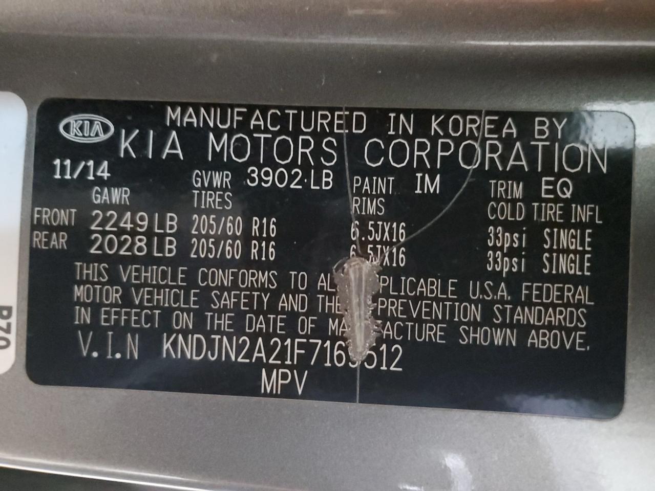 2015 Kia Soul VIN: KNDJN2A21F7169512 Lot: 67447134