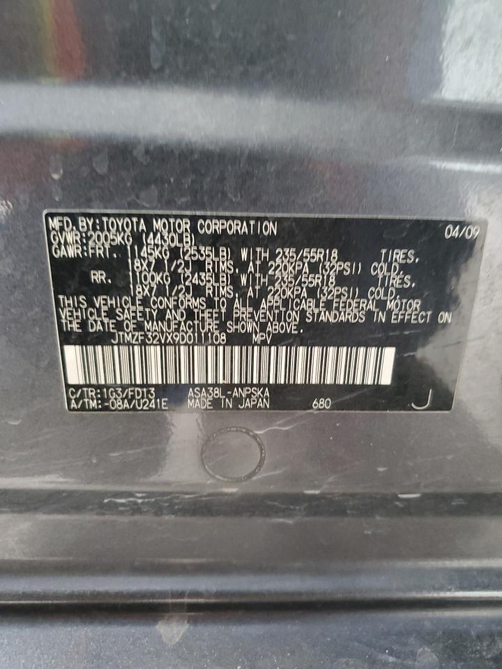 2009 Toyota Rav4 Sport VIN: JTMZF32VX9D011108 Lot: 67955934