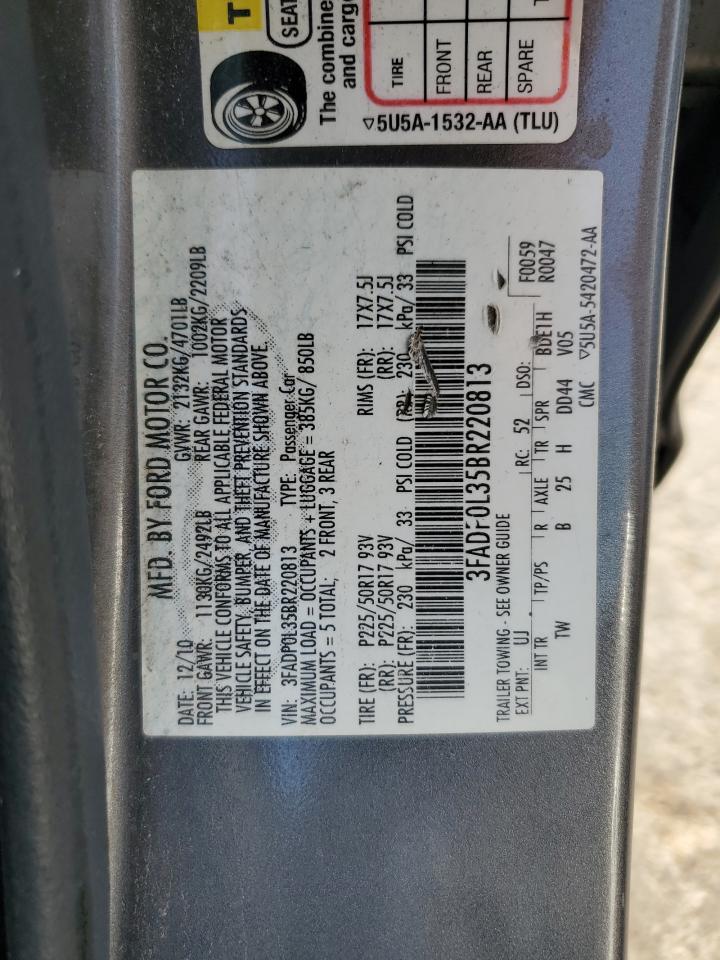 2011 Ford Fusion Hybrid VIN: 3FADP0L35BR220813 Lot: 65541414