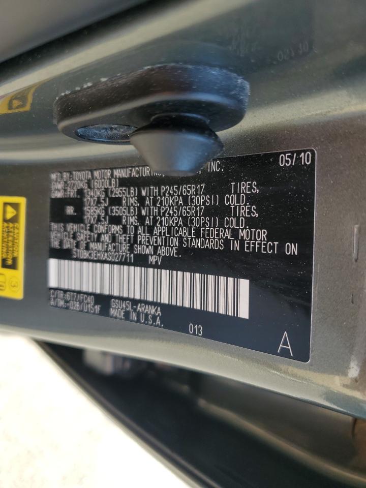 2010 Toyota Highlander VIN: 5TDBK3EHXAS027711 Lot: 65667014