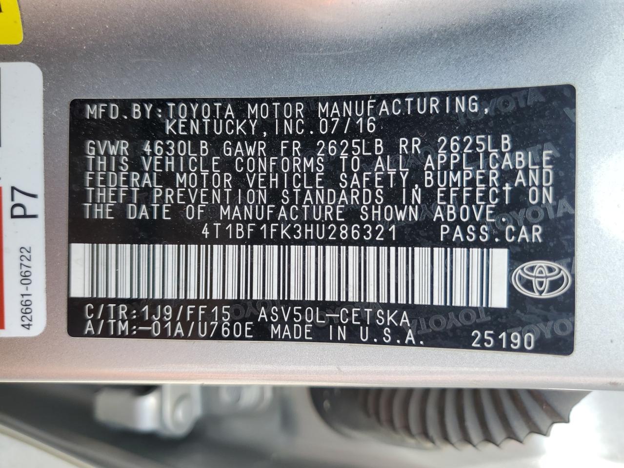 4T1BF1FK3HU286321 2017 TOYOTA CAMRY - Image 13