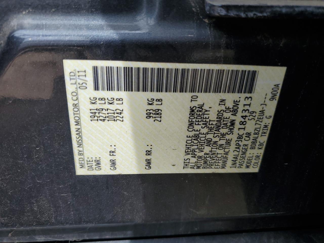 1N4AL2AP3BC184313 2011 Nissan Altima Base