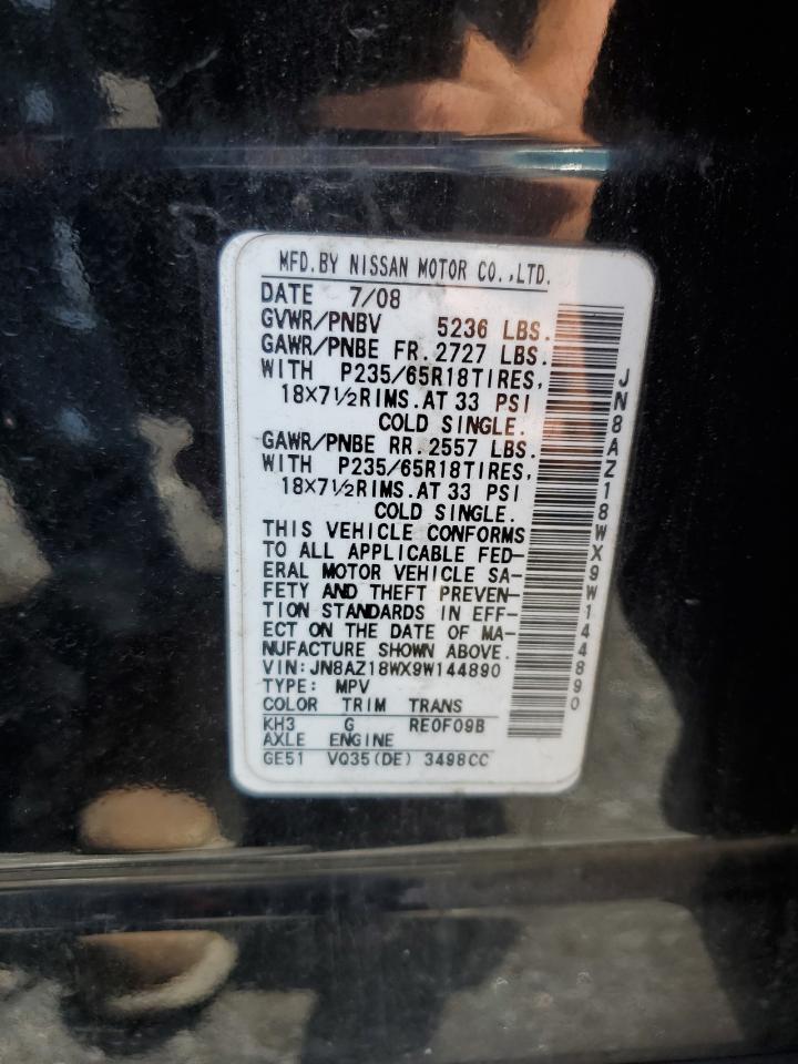 2009 Nissan Murano S VIN: JN8AZ18WX9W144890 Lot: 66955834