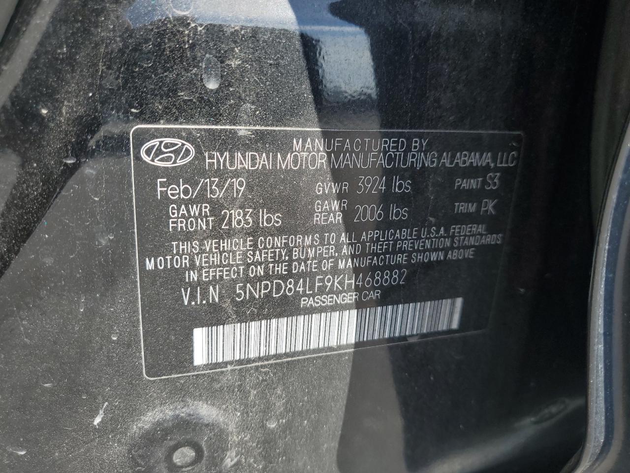 2019 Hyundai Elantra Sel VIN: 5NPD84LF9KH468882 Lot: 68809964