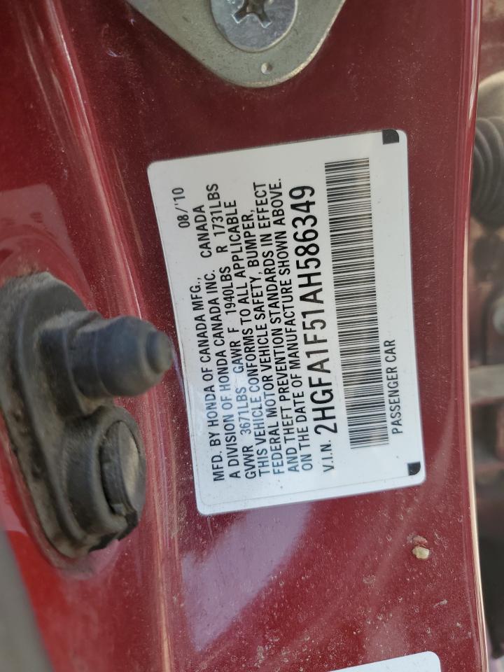 2010 Honda Civic Lx VIN: 2HGFA1F51AH586349 Lot: 65261324