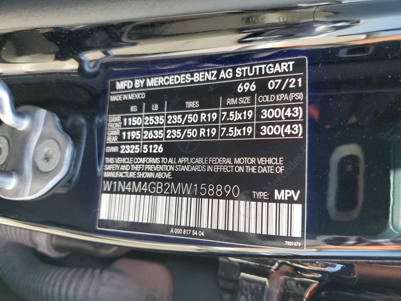 W1N4M4GB2MW158890 2021 Mercedes-Benz Glb 250