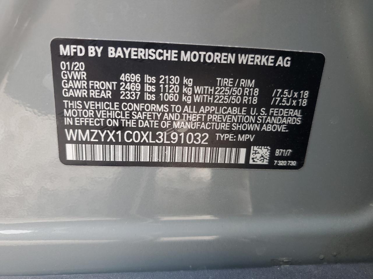 2020 Mini Cooper S Countryman All4 VIN: WMZYX1C0XL3L91032 Lot: 66100534