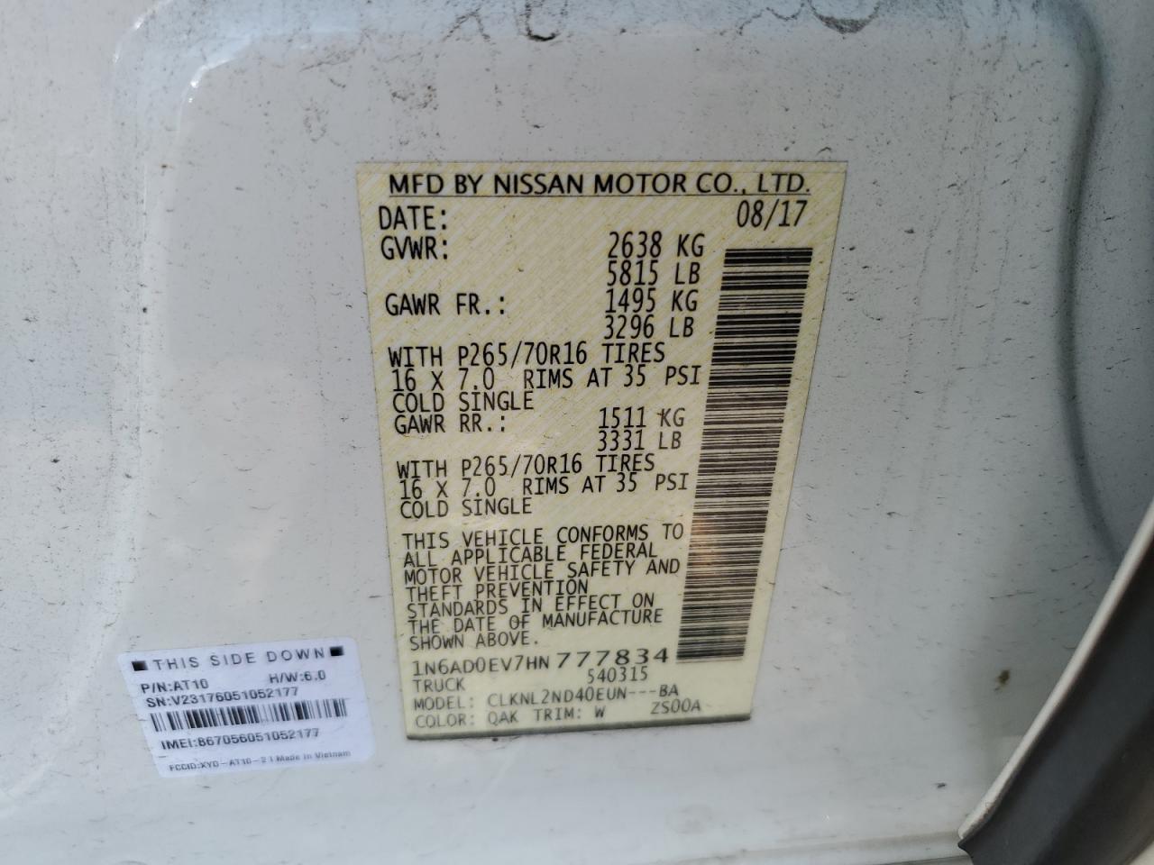 1N6AD0EV7HN777834 2017 NISSAN NAVARA - Image 12