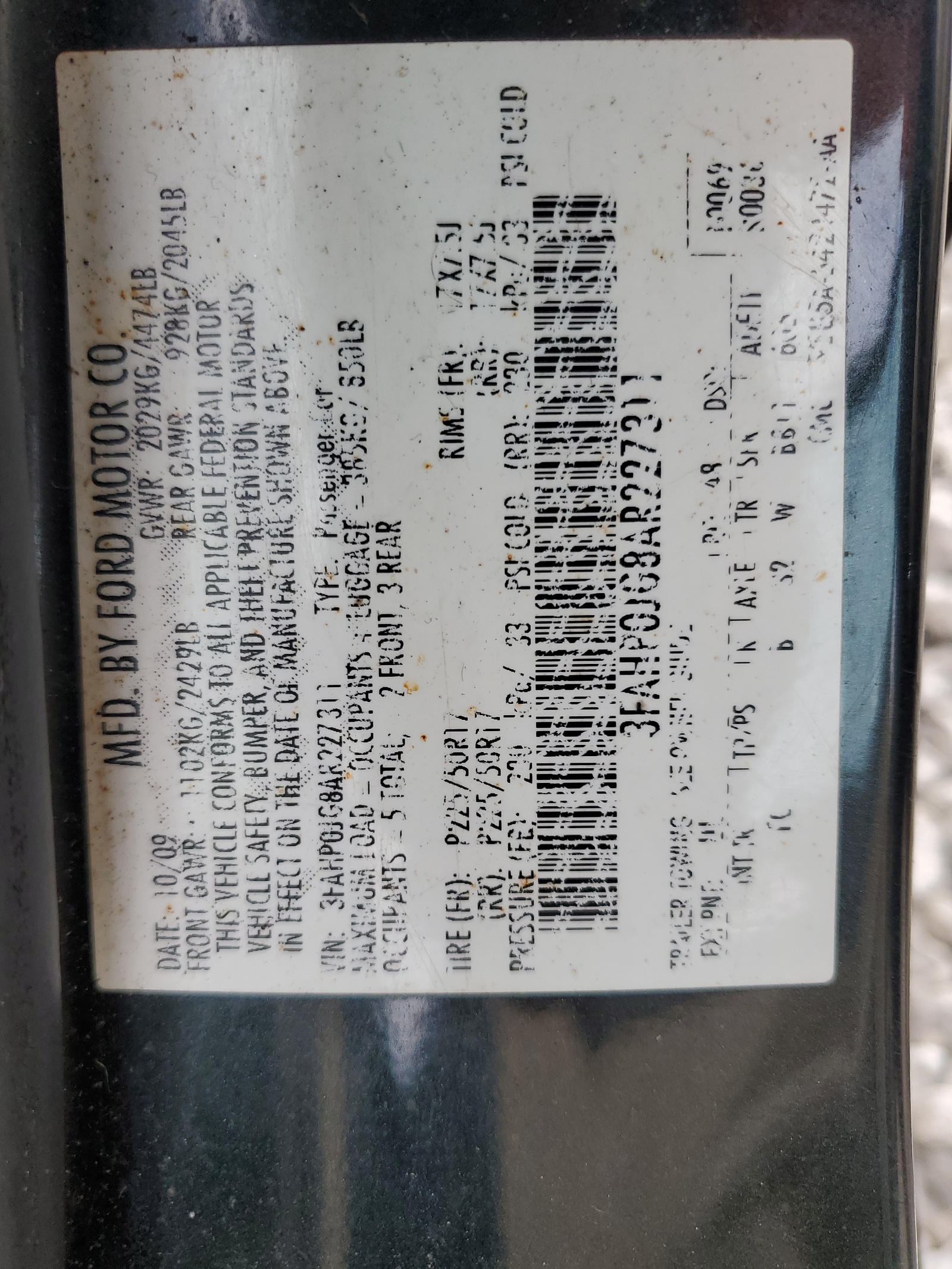 3FAHP0JG8AR227311 2010 Ford Fusion Sel