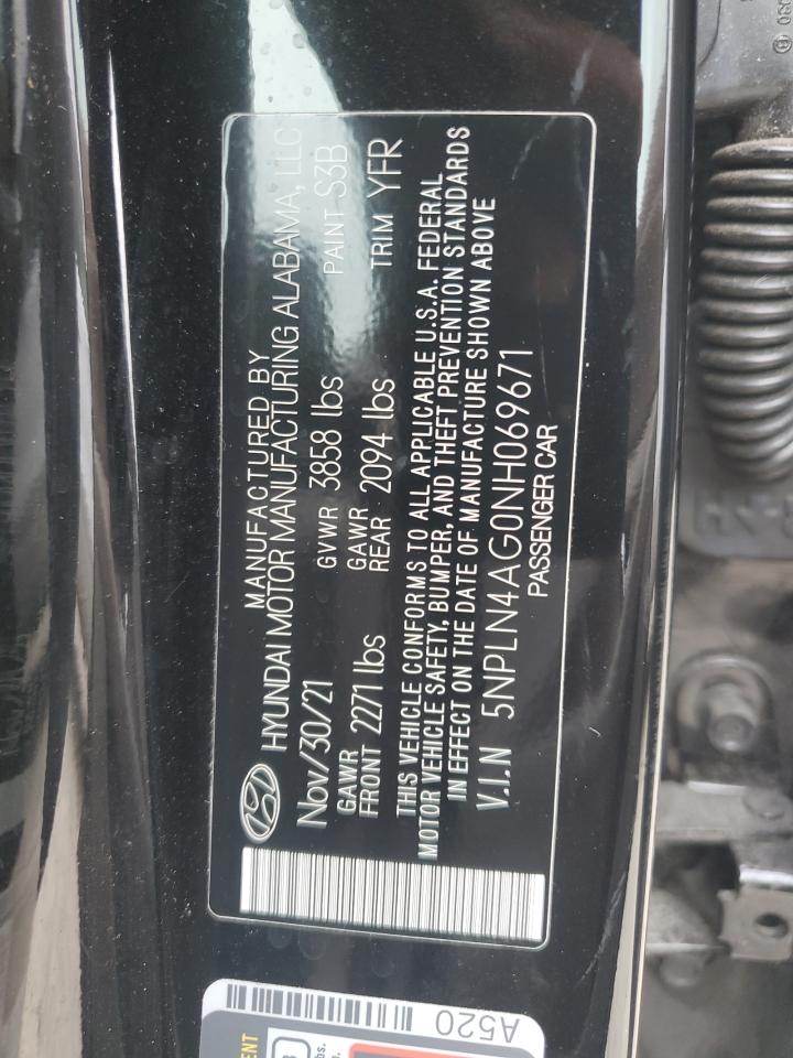 5NPLN4AG0NH069671 2022 Hyundai Elantra Sel