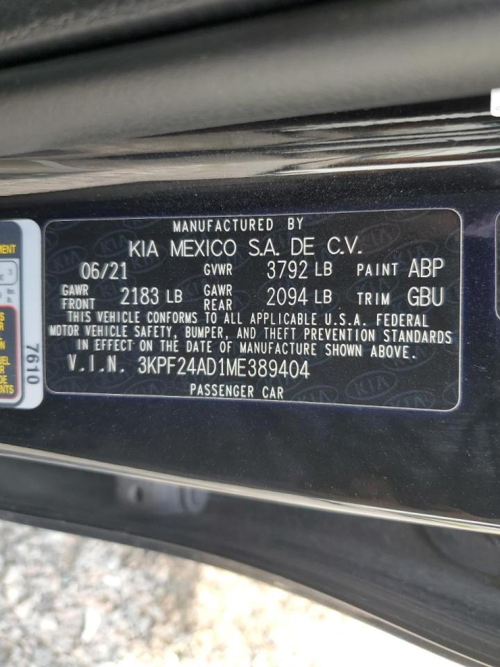 2021 Kia Forte Fe VIN: 3KPF24AD1ME389404 Lot: 65153684
