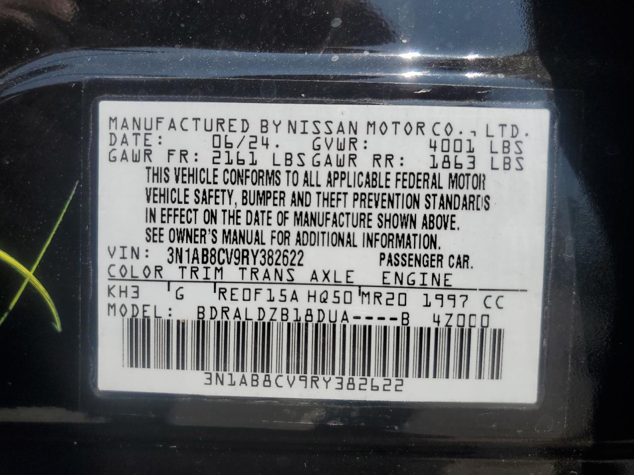 3N1AB8CV9RY382622 2024 Nissan Sentra Sv