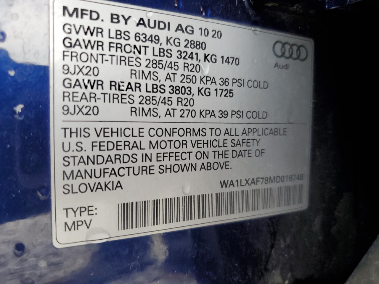 WA1LXAF78MD016748 2021 Audi Q7 Premium Plus