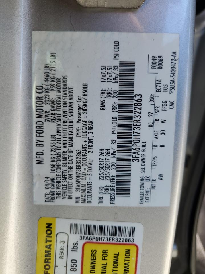 3FA6P0H73ER322863 2014 Ford Fusion Se