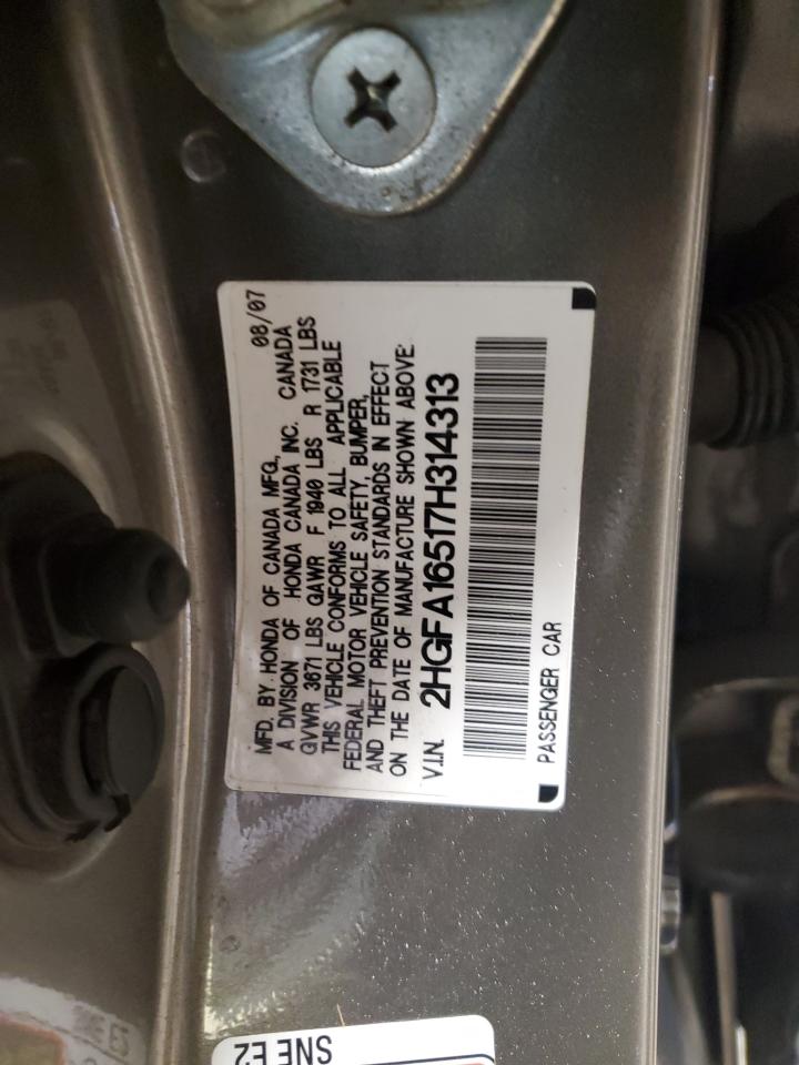 2007 Honda Civic Lx VIN: 2HGFA16517H314313 Lot: 68884394
