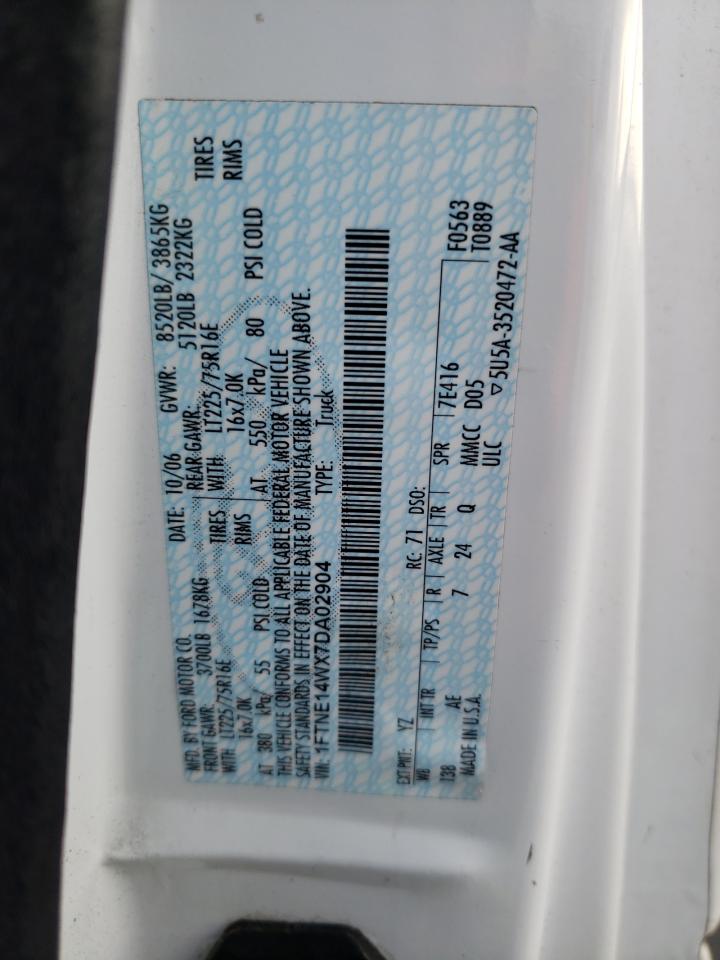 2007 Ford Econoline E150 Van VIN: 1FTNE14WX7DA02904 Lot: 66351364