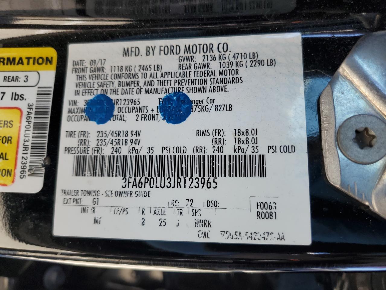 3FA6P0LU3JR123965 2018 Ford Fusion Se Hybrid