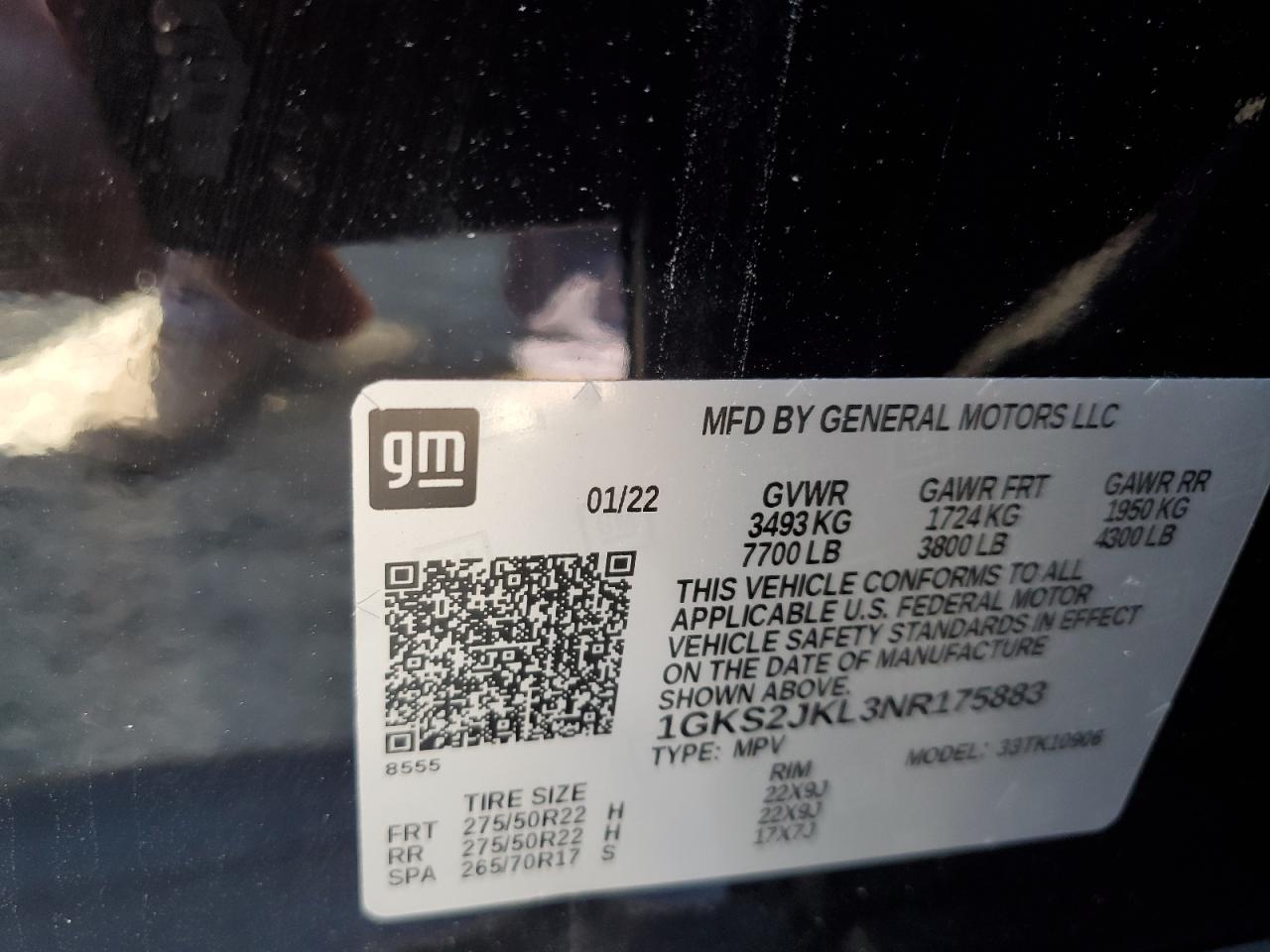 1GKS2JKL3NR175883 2022 GMC Yukon Xl Denali