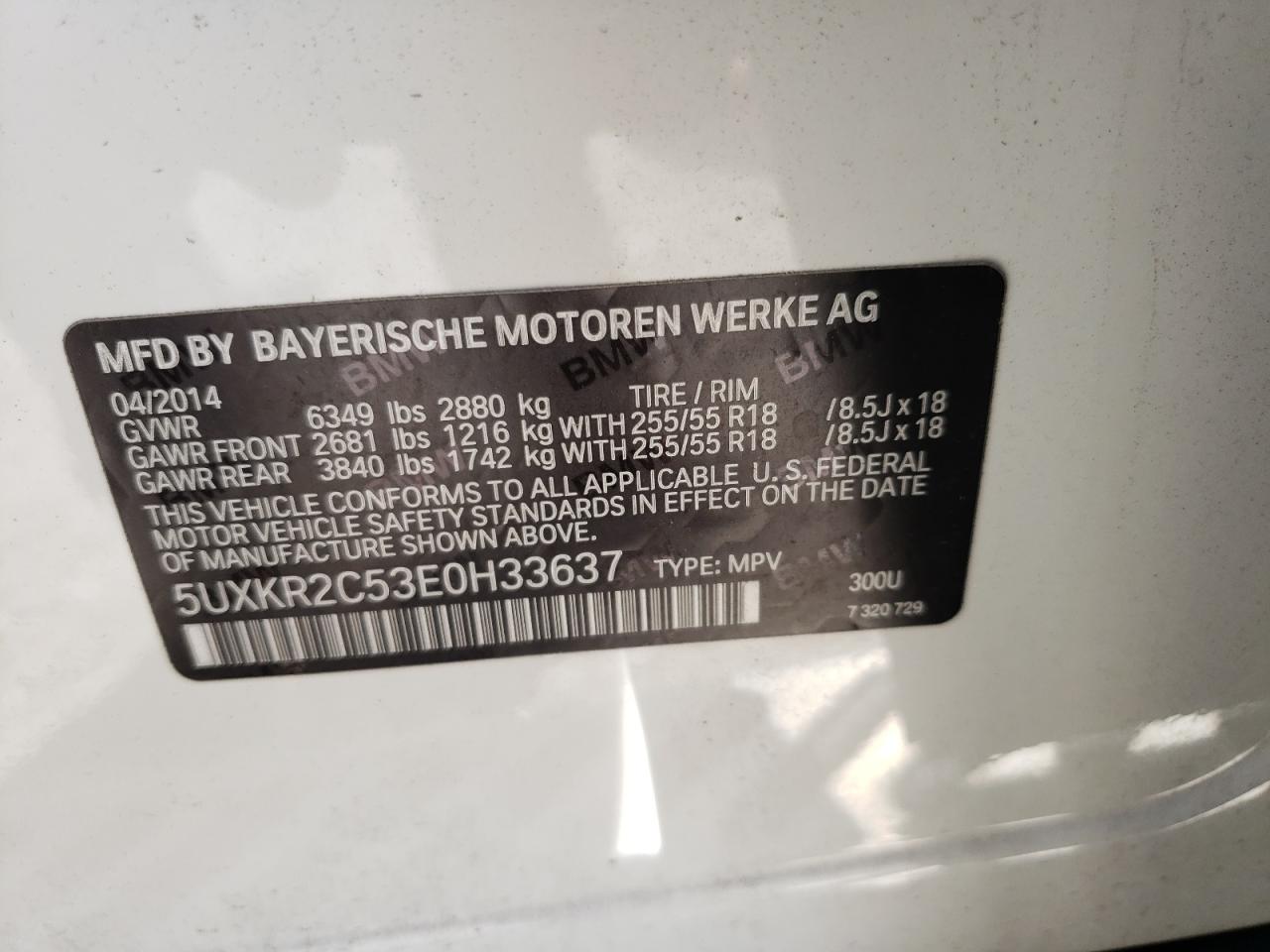 5UXKR2C53E0H33637 2014 BMW X5 Sdrive35I